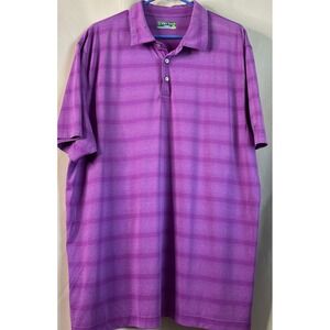 Pro Tour Men XXL Polo Shirt Purple Striped CoolPlay Short Sleeve Golf Tee Preppy